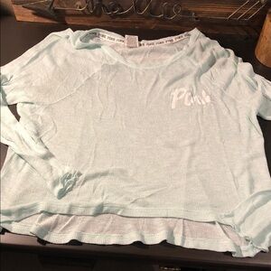 PINK Victoria's Secret Light Aqua Sheer Long Sleeve Top